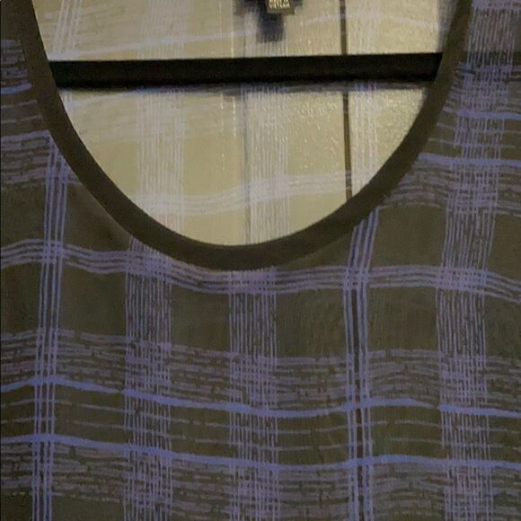 Bobeau sheer Tunic black/ purple plaid XS - Picture 3 of 7